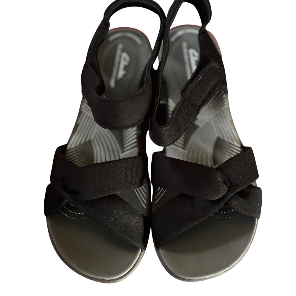 Clarks Cloudsteppers Aria Shore Women's Sandals 10 Black Sport Strappy Comfort